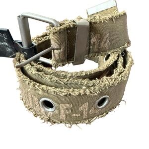 Vtg Olive Green Fabric Utility Belt Khaki Army Rugged Sparkly Streetwear Casual